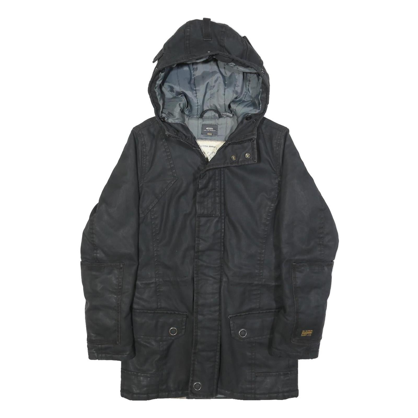 G-STAR Womens Black Cotton Hooded Jacket S Woven Casual Urban Style Zip Up