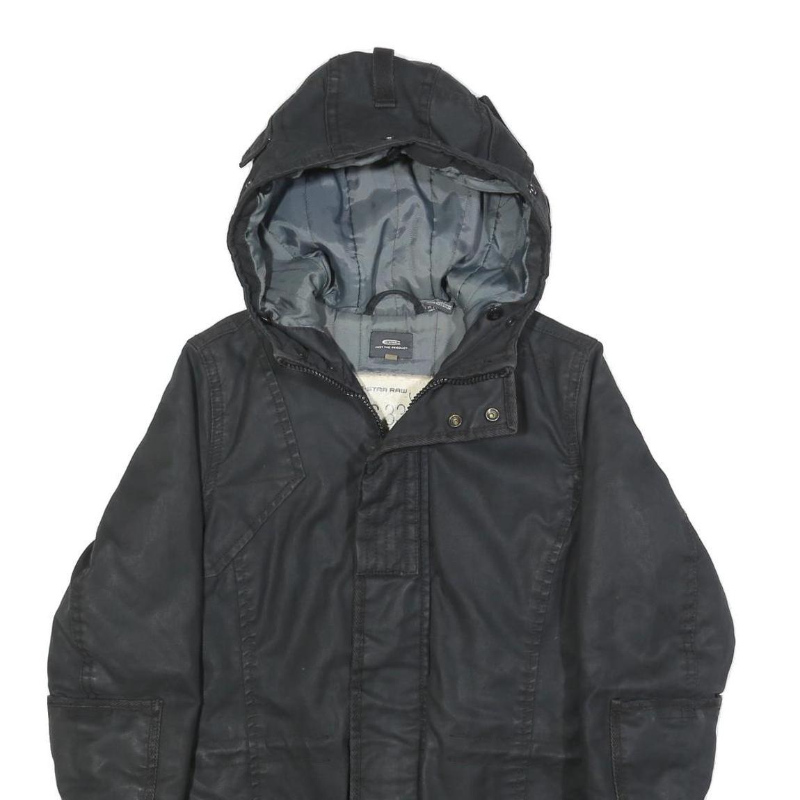 G-STAR Womens Black Cotton Hooded Jacket S Woven Casual Urban Style Zip Up