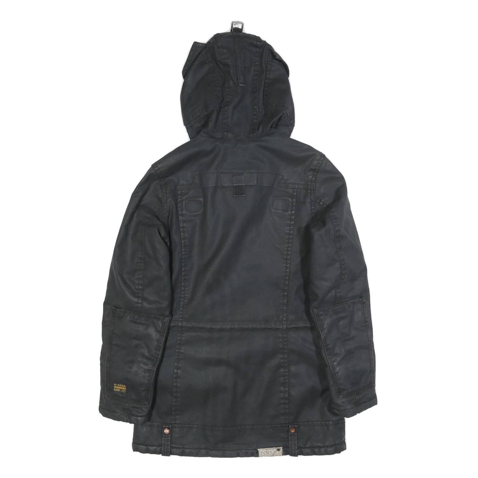 G-STAR Womens Black Cotton Hooded Jacket S Woven Casual Urban Style Zip Up