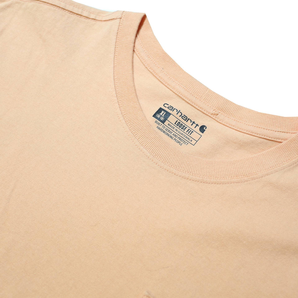 CARHARTT Womens Beige T-Shirt XL Short Sleeve Crew Neck Logo Pocket Casual