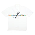 ADIDAS Mens White Polo Shirt L Cotton Blend Short Sleeve Abstract Print