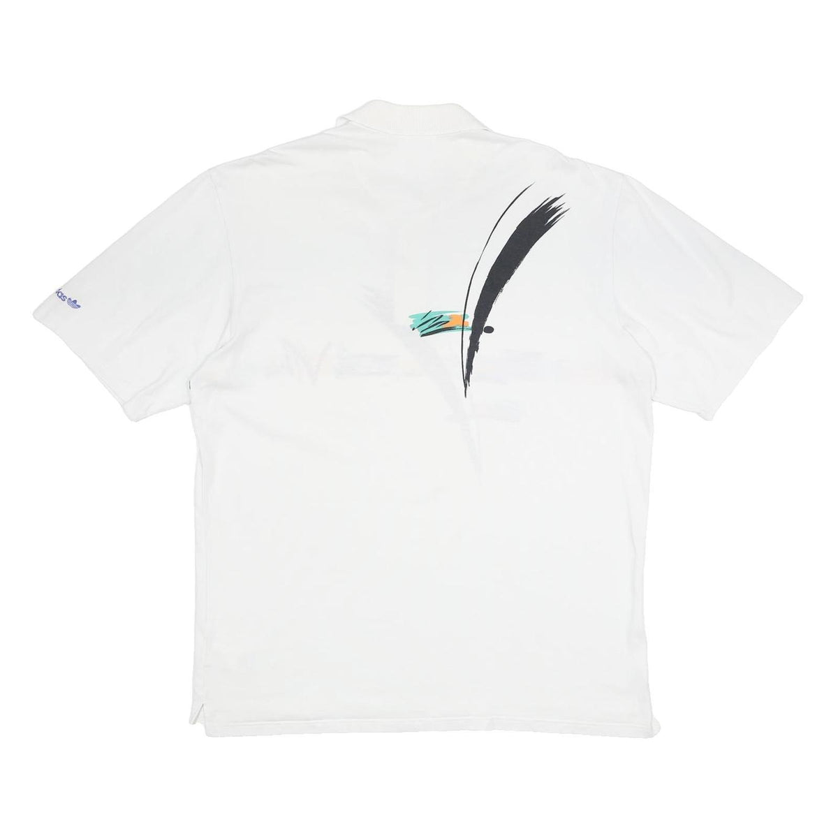 ADIDAS Mens White Polo Shirt L Cotton Blend Short Sleeve Abstract Print