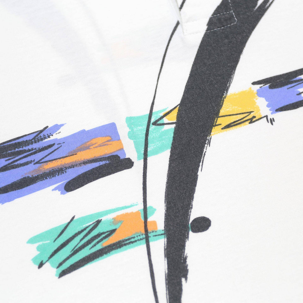 ADIDAS Mens White Polo Shirt L Cotton Blend Short Sleeve Abstract Print