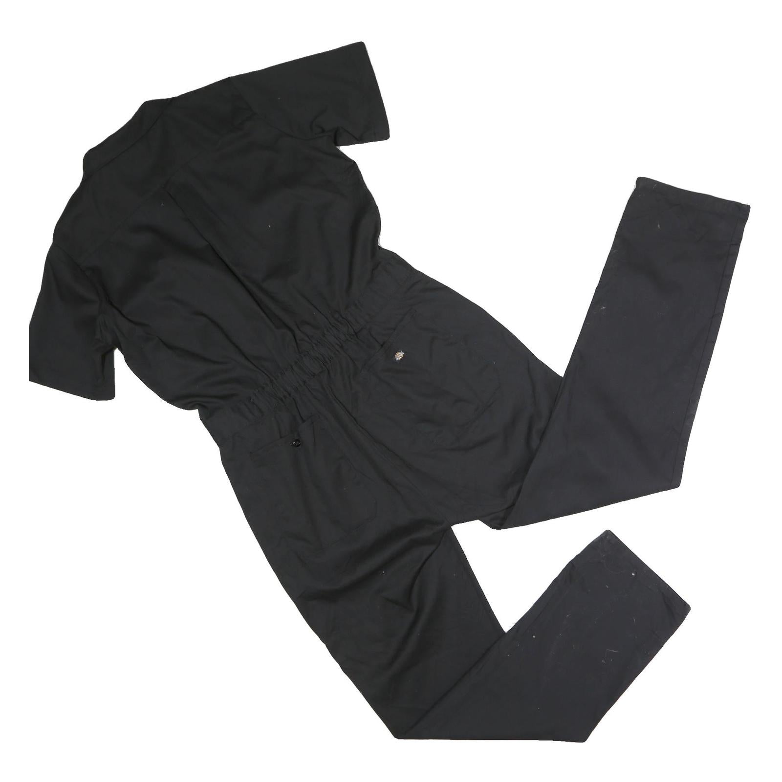 DICKIES Mens Black Cotton Blend Regular Fit Dungarees L W36 L30 Workwear