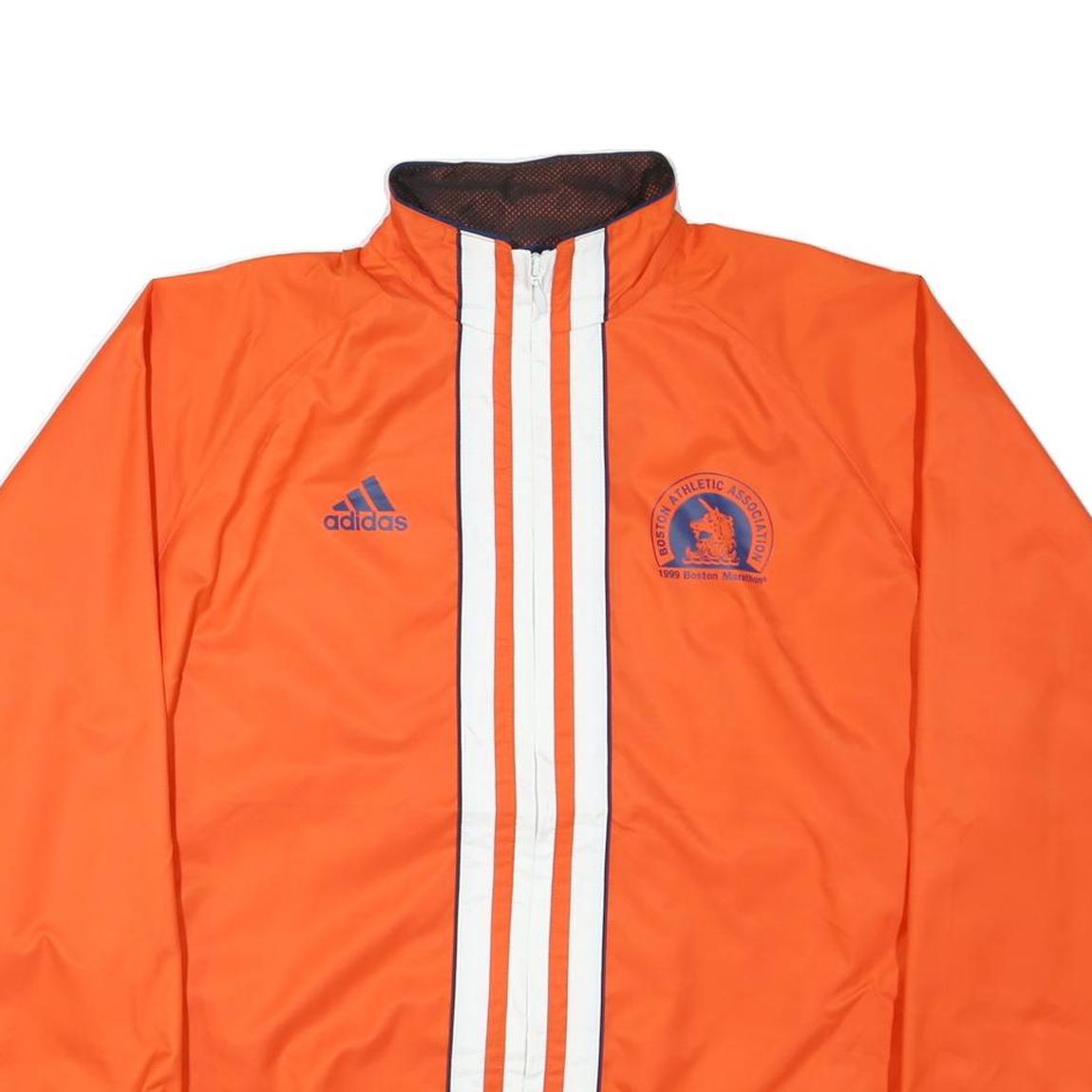 ADIDAS Mens Orange Nylon Zip Jacket L Boston Marathon 1999 Sports Windbreaker