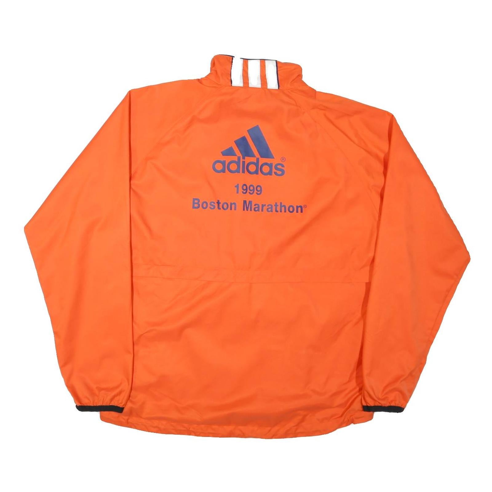 ADIDAS Mens Orange Nylon Zip Jacket L Boston Marathon 1999 Sports Windbreaker