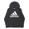 ADIDAS Boys Black Hoodie 16Y Cotton Blend Pullover Hooded Sweatshirt