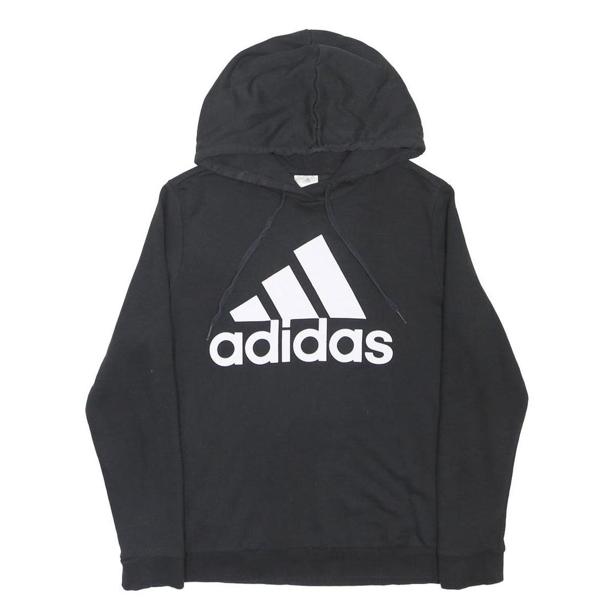 ADIDAS Boys Black Hoodie 16Y Cotton Blend Pullover Hooded Sweatshirt