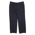 HAGMAN Mens Wool Navy Blue Regular Fit Straight Leg Trousers W34 L30 Smart