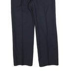 HAGMAN Mens Wool Navy Blue Regular Fit Straight Leg Trousers W34 L30 Smart