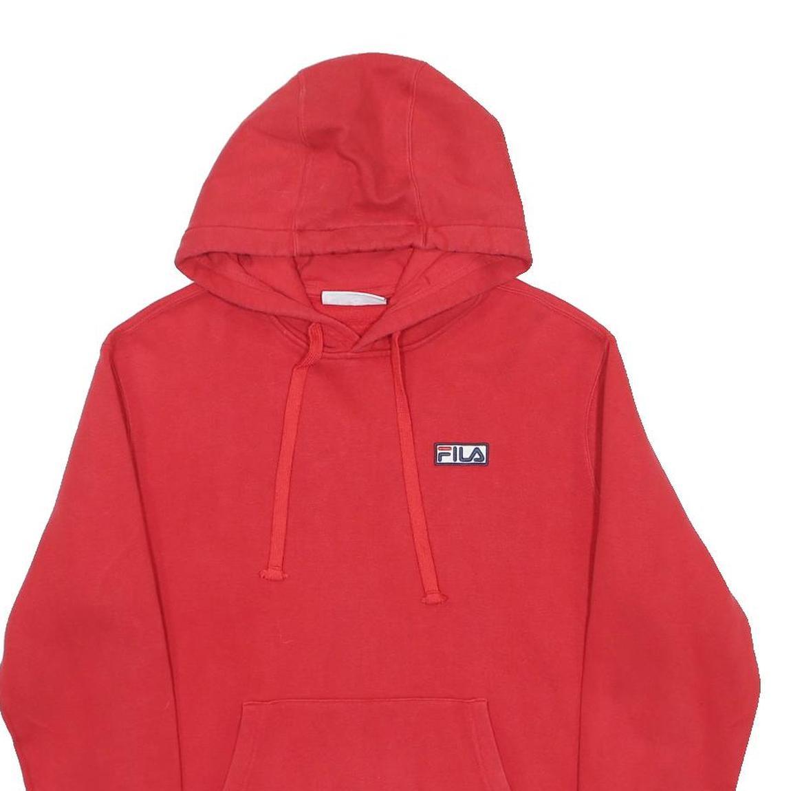 FILA Mens Red Pullover Hoodie M Cotton Blend Casual Streetwear