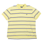CHAPS Mens Yellow & Navy Striped Polo Shirt XL Cotton Blend Classic Fit