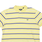 CHAPS Mens Yellow & Navy Striped Polo Shirt XL Cotton Blend Classic Fit