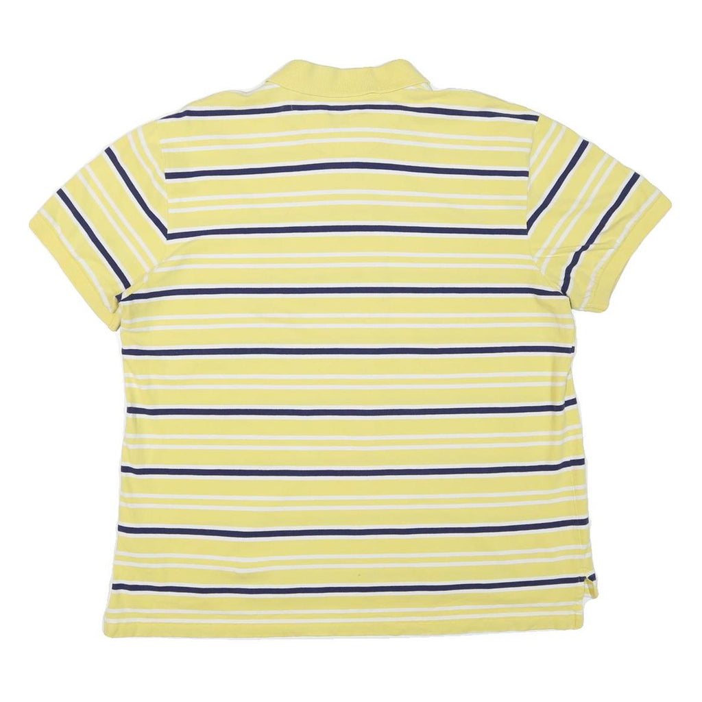 CHAPS Mens Yellow & Navy Striped Polo Shirt XL Cotton Blend Classic Fit