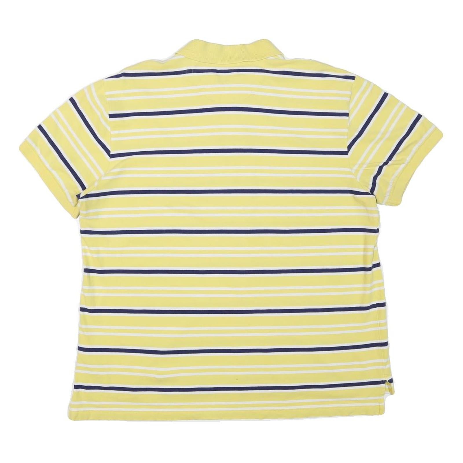CHAPS Mens Yellow & Navy Striped Polo Shirt XL Cotton Blend Classic Fit
