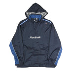 REEBOK Mens Navy Blue Lightweight Hooded Zip Jacket Polyester L Sporty Track