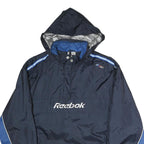 REEBOK Mens Navy Blue Lightweight Hooded Zip Jacket Polyester L Sporty Track