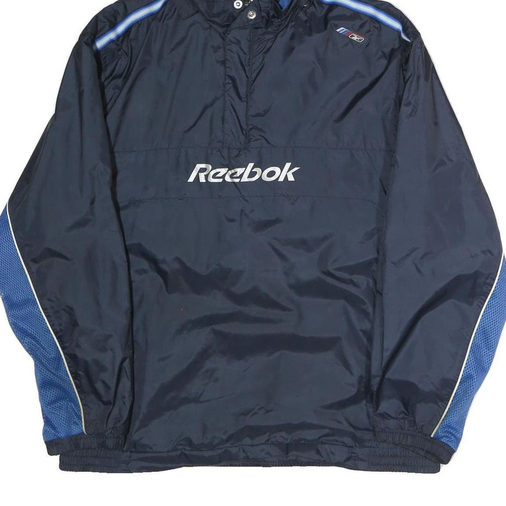 REEBOK Mens Navy Blue Lightweight Hooded Zip Jacket Polyester L Sporty Track