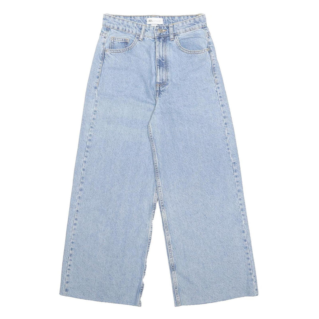 ZARA Womens Jeans Light Blue Loose Wide-Leg Denim W24 L25 Comfort Style