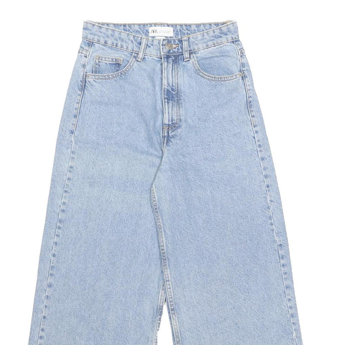 ZARA Womens Jeans Light Blue Loose Wide-Leg Denim W24 L25 Comfort Style
