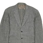Mens Grey Herringbone Classic Jacket L Cotton Blend Button Closure Tailored