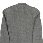 Mens Grey Herringbone Classic Jacket L Cotton Blend Button Closure Tailored
