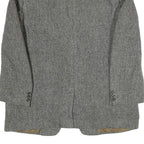 Mens Grey Herringbone Classic Jacket L Cotton Blend Button Closure Tailored