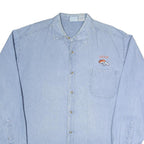 PRO EDGE Mens Blue Denim Shirt 2XL Cotton Long Sleeve Casual Button Closure