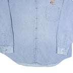 PRO EDGE Mens Blue Denim Shirt 2XL Cotton Long Sleeve Casual Button Closure