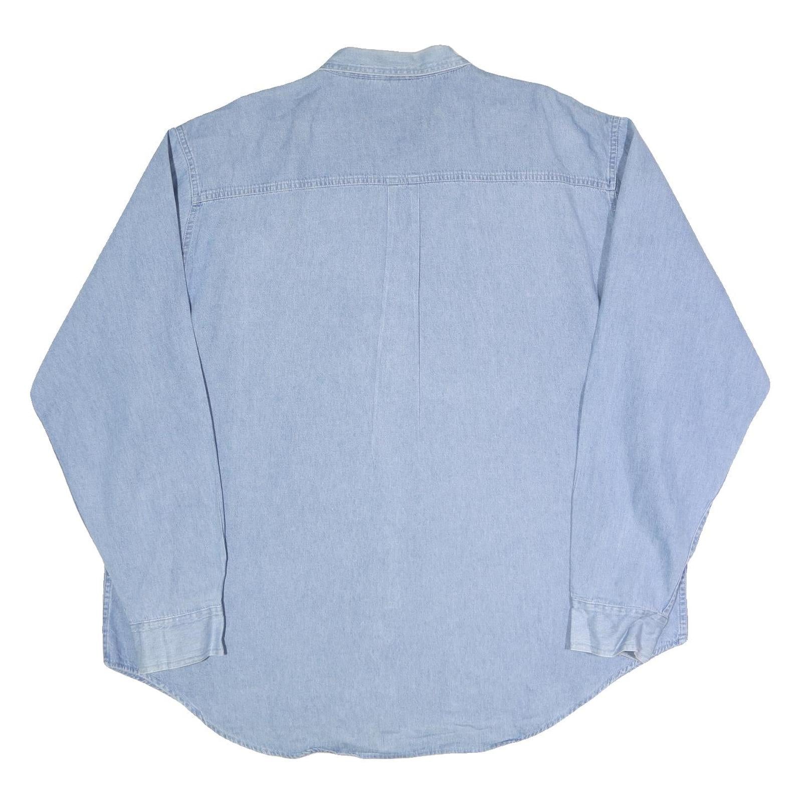 PRO EDGE Mens Blue Denim Shirt 2XL Cotton Long Sleeve Casual Button Closure