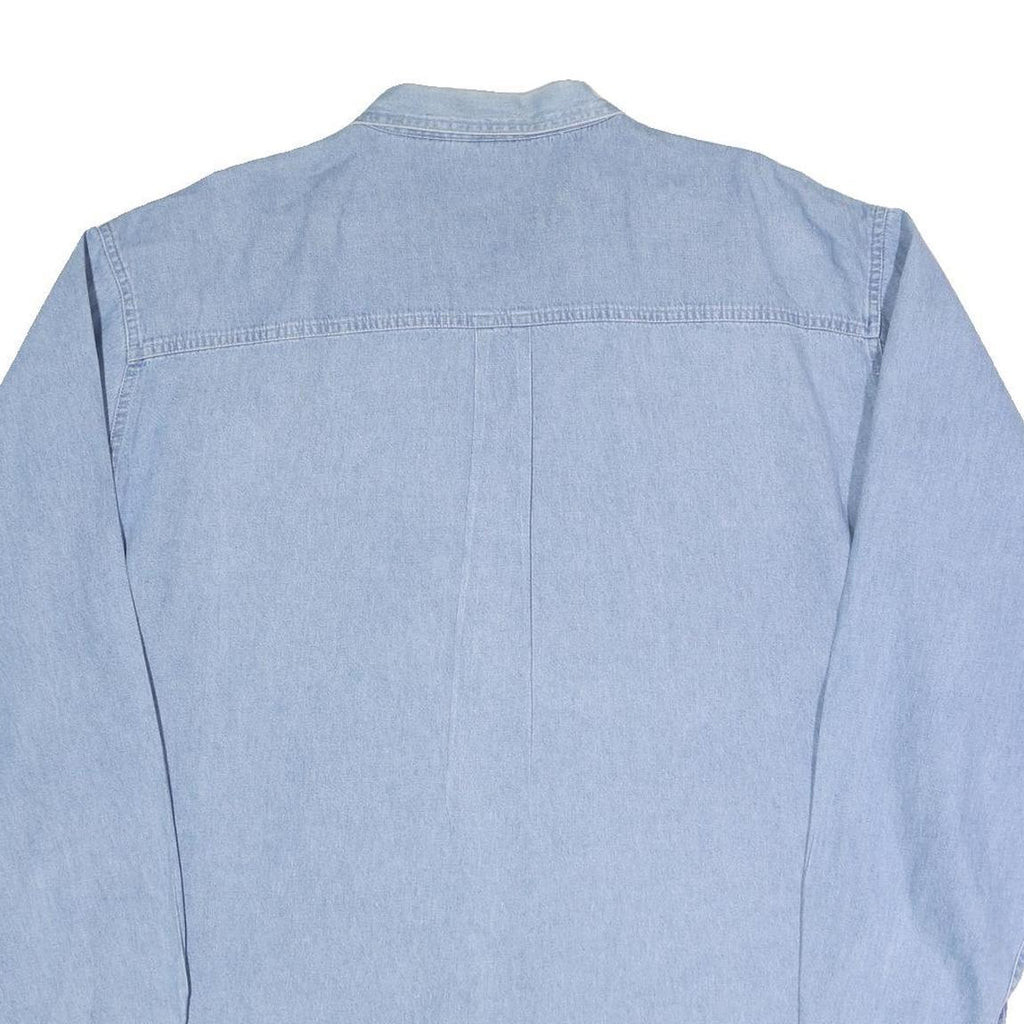 PRO EDGE Mens Blue Denim Shirt 2XL Cotton Long Sleeve Casual Button Closure