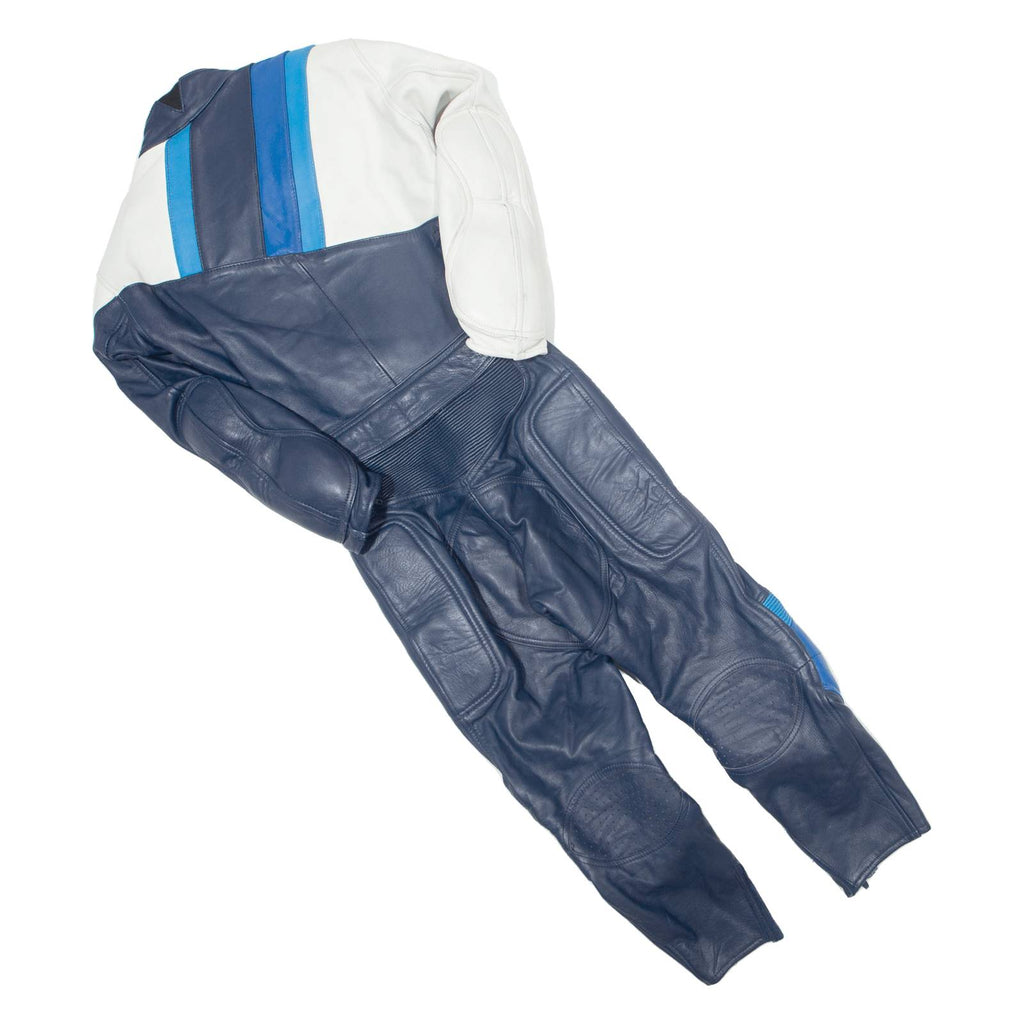Vintage IXS Padded Motorcycle Biker Womens Overalls Blue Slim Leather 90s Colourblock XS W22 L23
