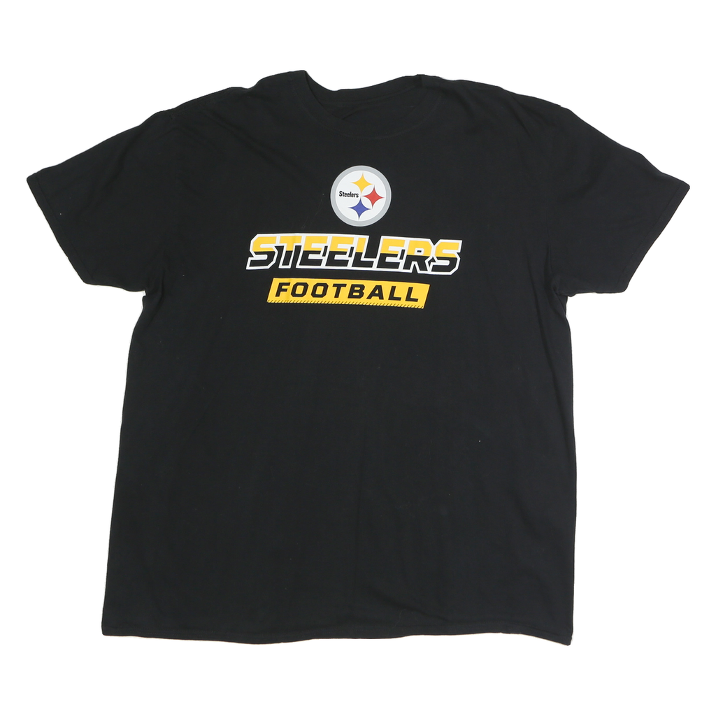 NFL Mens Black Steelers Football Graphic T-Shirt XL Short Sleeve Crew Neck