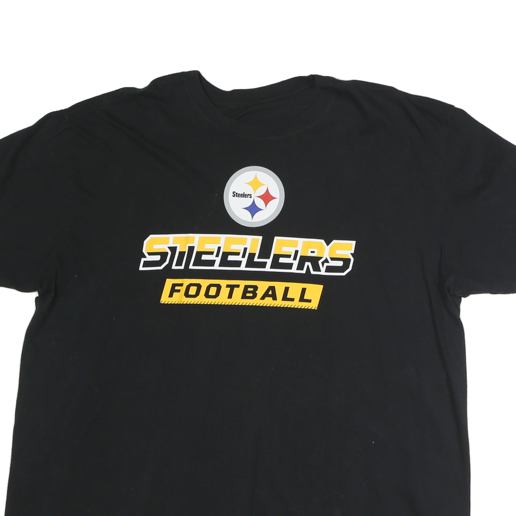 NFL Mens Black Steelers Football Graphic T-Shirt XL Short Sleeve Crew Neck