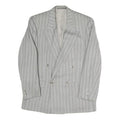 Mens Grey Button Jacket M Polyester Blend Striped Classic Fit Formal Blazer