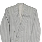Mens Grey Button Jacket M Polyester Blend Striped Classic Fit Formal Blazer