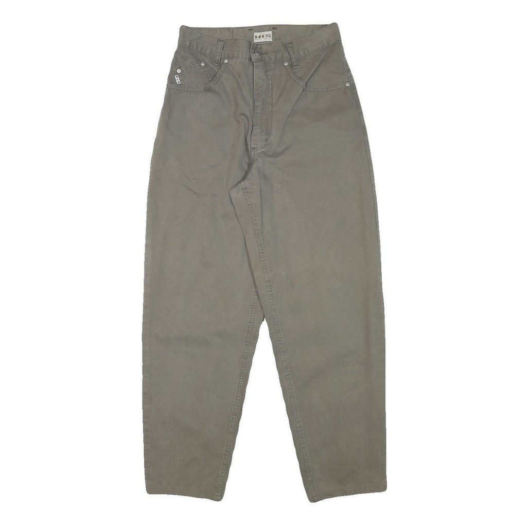 HIS Womens Cotton Blend Khaki Relaxed Tapered Trousers W26 L27 Casual Fit Zip