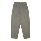 HIS Womens Cotton Blend Khaki Relaxed Tapered Trousers W26 L27 Casual Fit Zip
