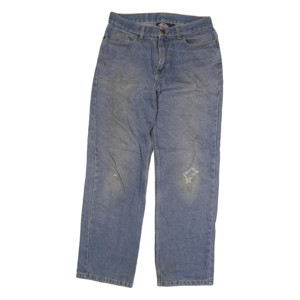 DICKIES Mens Jeans Blue Regular Straight Denim Medium W38 L35 Zip Cotton