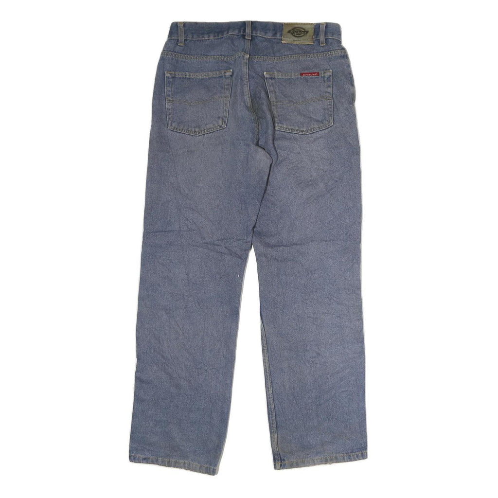 DICKIES Mens Jeans Blue Regular Straight Denim Medium W38 L35 Zip Cotton