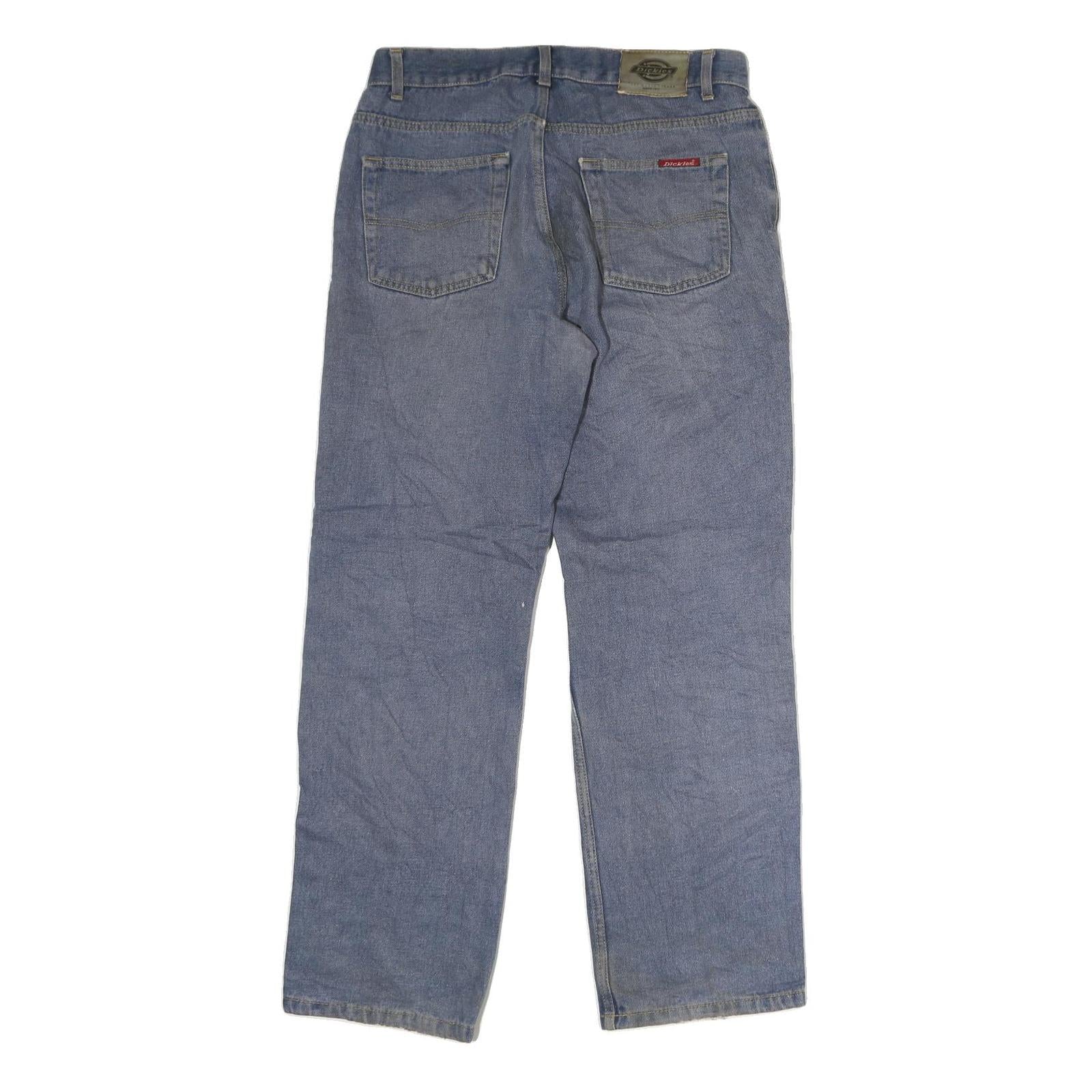 DICKIES Mens Jeans Blue Regular Straight Denim Medium W38 L35 Zip Cotton