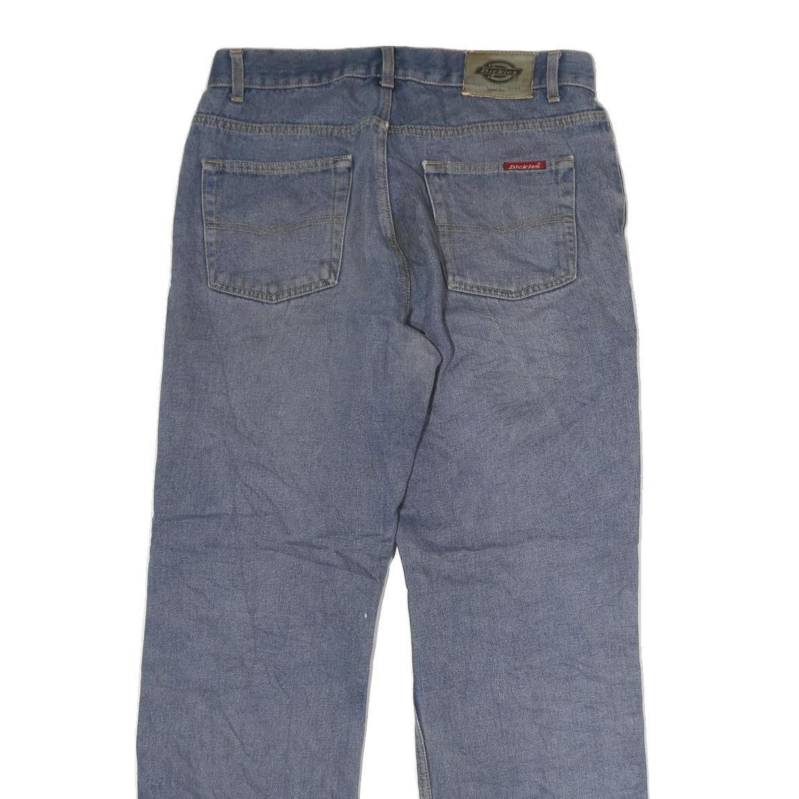 DICKIES Mens Jeans Blue Regular Straight Denim Medium W38 L35 Zip Cotton