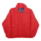CB SPORTS Mens Red Down Jacket L Zip Plain Winter Casual Lightweight Outdoor