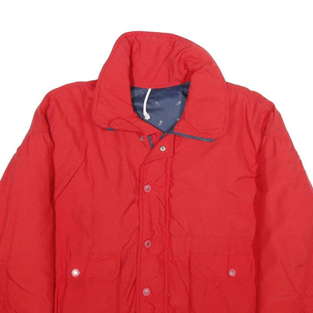 CB SPORTS Mens Red Down Jacket L Zip Plain Winter Casual Lightweight Outdoor