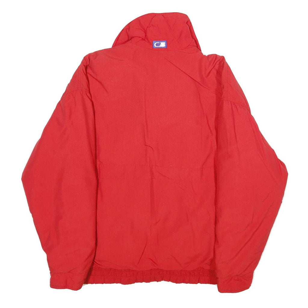 CB SPORTS Mens Red Down Jacket L Zip Plain Winter Casual Lightweight Outdoor