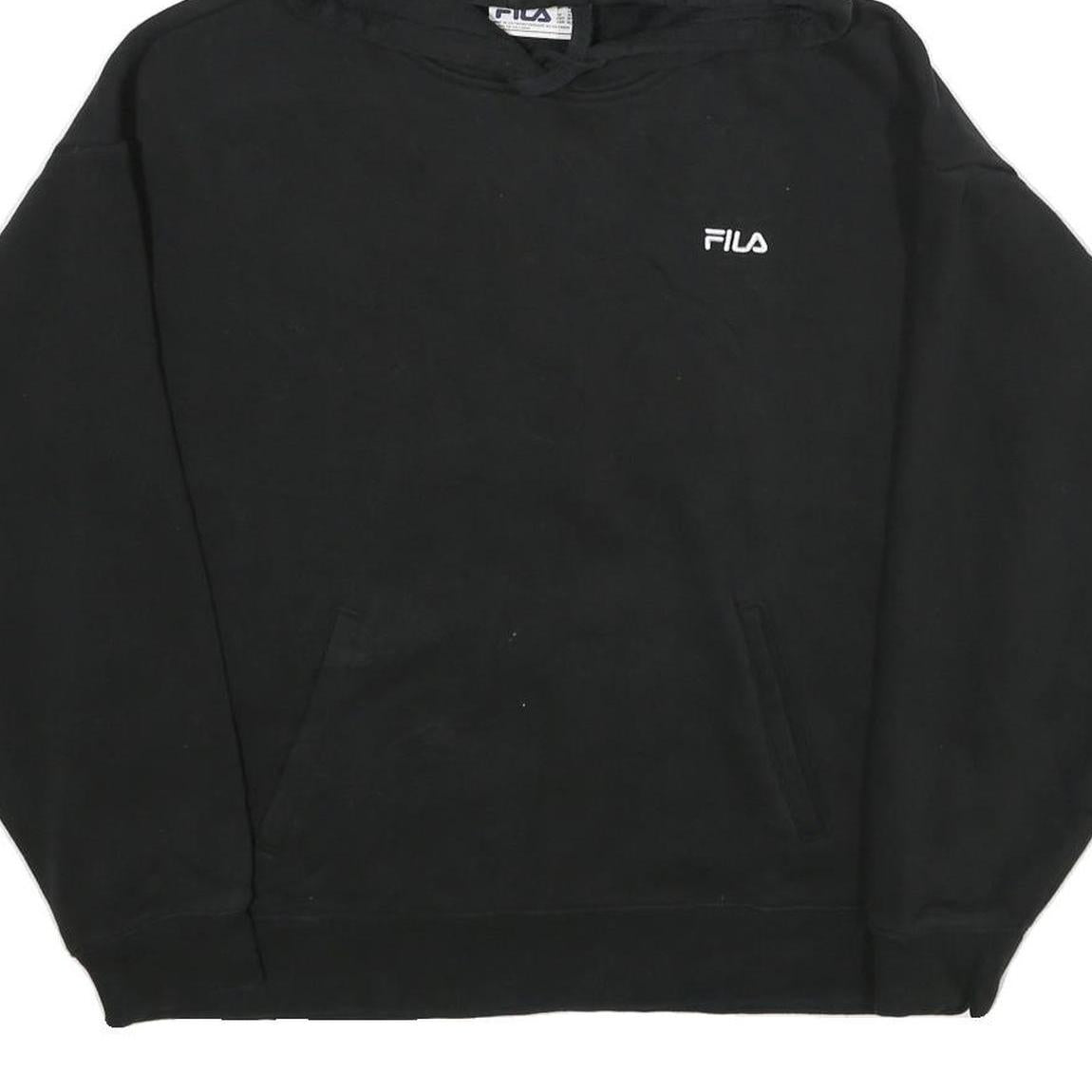 FILA Womens Black Pullover Hoodie XL Cotton Blend Casual Sportswear