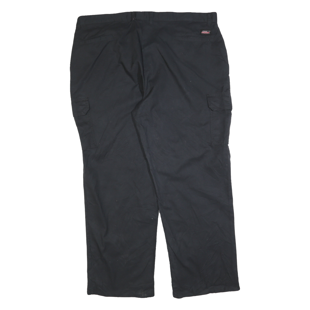 DICKIES Mens Cotton Blend Black Regular Straight Trousers W44 L32 Workwear Cargo