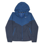 NIKE Mens Blue & Navy Zip Hooded Polyester Blend Lightweight Jacket S Running