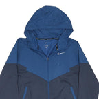 NIKE Mens Blue & Navy Zip Hooded Polyester Blend Lightweight Jacket S Running