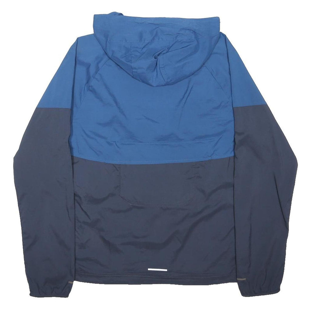 NIKE Mens Blue & Navy Zip Hooded Polyester Blend Lightweight Jacket S Running